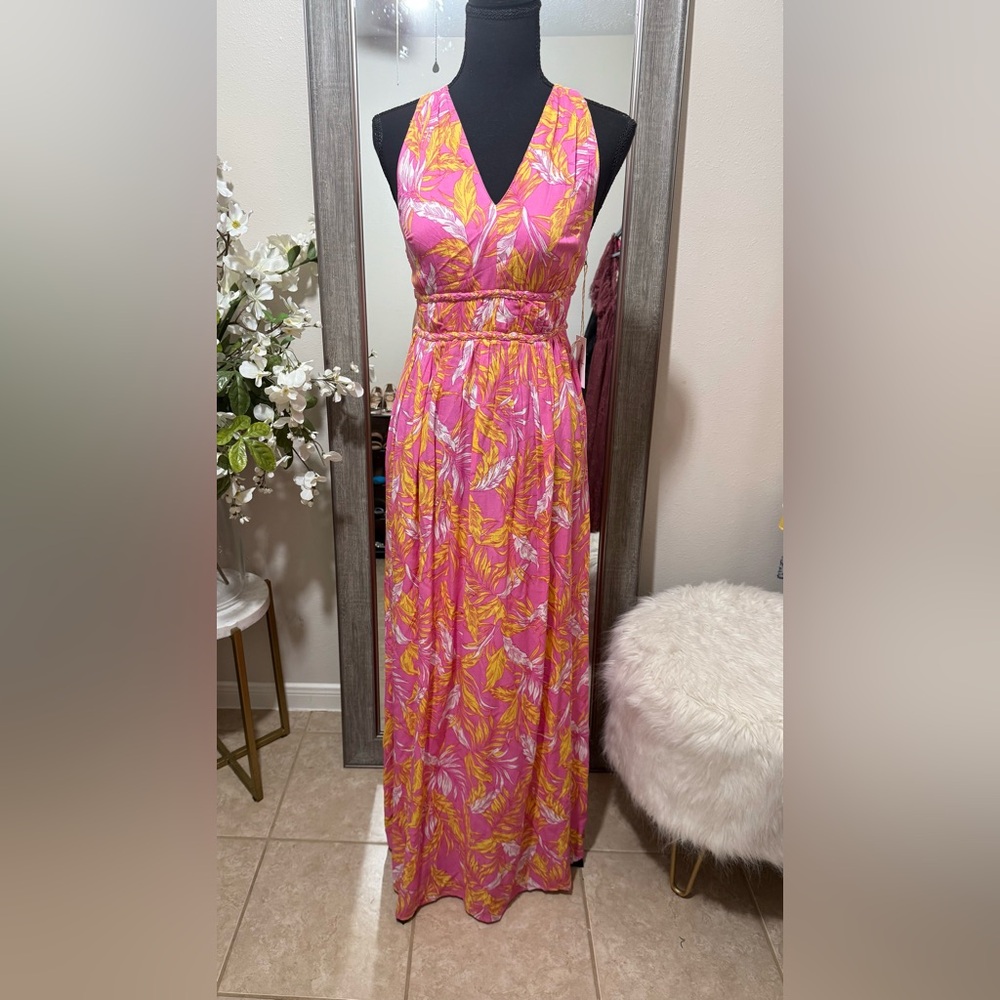 Jessica Simpson Pink and Yellow Patterned Dress